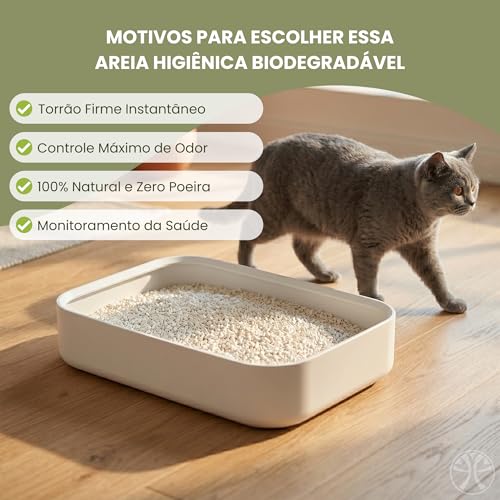 Areia de Mandioca para Gatos Torrão Firme Zero Odor Kit 2x4kg | Biodegradavel, granulos mistos de alta absorcao, descartavel no vaso sanitario, sem poeira, sem perfume artificial