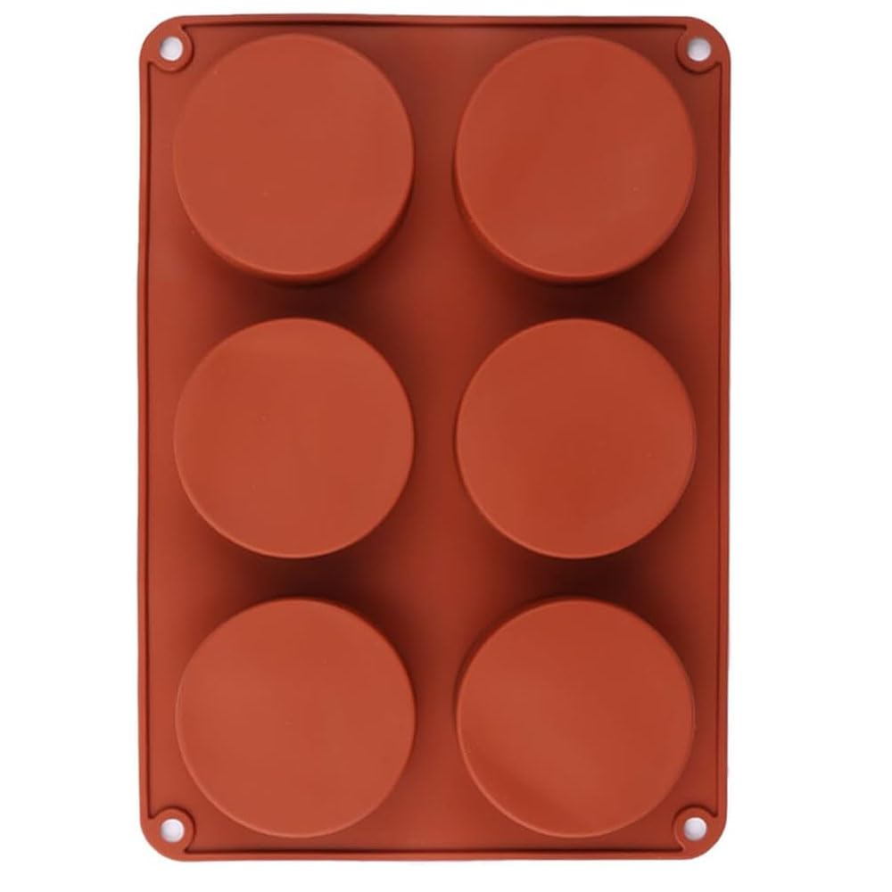 Selecto Bake Cylinder Silicone Mould, 1 Pack 6-Cavity Round Cylinder Mold for Cupcake, Handmade Soap, Muffin, Cake, Cheesecake, Brownie, Chocolate Cover