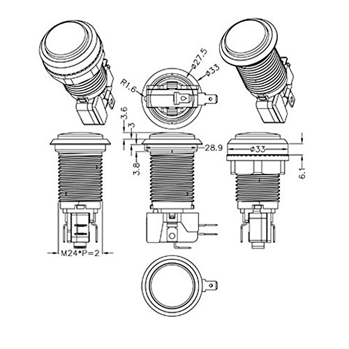 Jiu Man 10 Pcs/lots Chrome Plating 30mm LED Illuminated Push Buttons With Micro Switch For Arcade Machine Games Mame Jamma Parts 12V Each Color of 2 Pieces