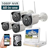ONWOTE All-in-one 1080P HD NVR Wireless Home Security Camera System Outdoor with 10.1
