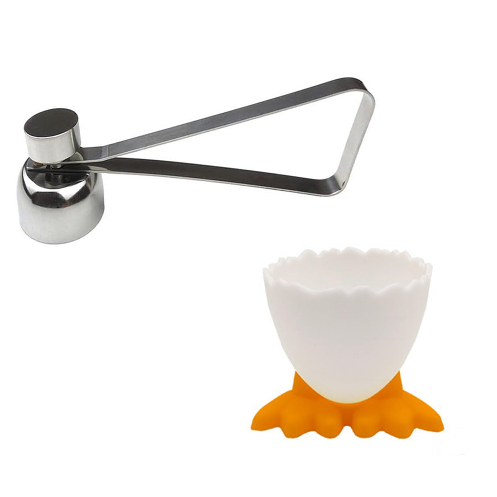 Soulnioi Egg Cups Set in 6,Cartoon Egg Holders,Boiled Egg Holder,with Stainless Steel Eggshell Cutter for Boiled Eggs Orange