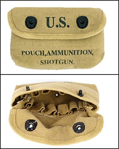 Ultimate Arms Gear Tactical Militaria U.S. Army Military GI USGI WW2 WWII 1943 Reproduction Khaki Tan Canvas 12 Loop Shotun Shotshell Shot Shell 12 Gauge Belt Pouch Carrier Holder