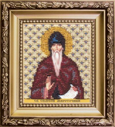 Beadwork kit Charivna mit #B-1192 The Icon of St. Simeon Mirotochivy 9x11 cm / 3.54x4.33 in
