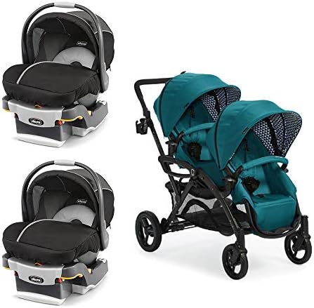 Contours Tandem Stroller and 2 Pack of Chicco KeyFit 30 Infant Car Seat and Base