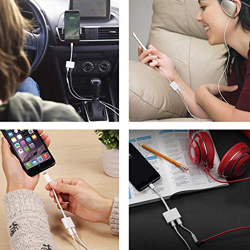Headphones Jack Adapter for iPhone Adapter Charger and Headphones for iPhone Earphone Dongle Compatible with iPhone 7/8/X/XR/11/SE Audio & Charger & Call & Remote Control Support All iOS System