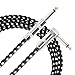 Donner Guitar Cable 20 ft Premium Electric Instrument Bass Cable AMP Cord 1/4 Right Angle to Straight Black White