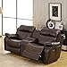 Homelegance Marille Reclining Loveseat w/ Center Console Cup Holder, Brown Bonded Leather