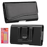 iPhone 7 Holster, PU Leather Pouch Case with Loops Belt Clip, Card ID Holder Wallet Case Kaede [Screen Guard] Protector for Apple iPhone 7 (Black)