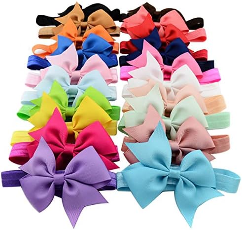 20Pcs Baby Girl Multicolor Headband with Bow for Teens Baby Girls Babies Toddlers