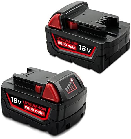Pooxtra M18 18V 6.0Ah Replacement Battery for Milwaukee M18 XC Red Lithium M18B 48-11-1820 48-11-1850 48-11-1828 48-11-1815 Cordless Power Tools With Genuine SAMSUNG/LG Battery Cells(2PACK)