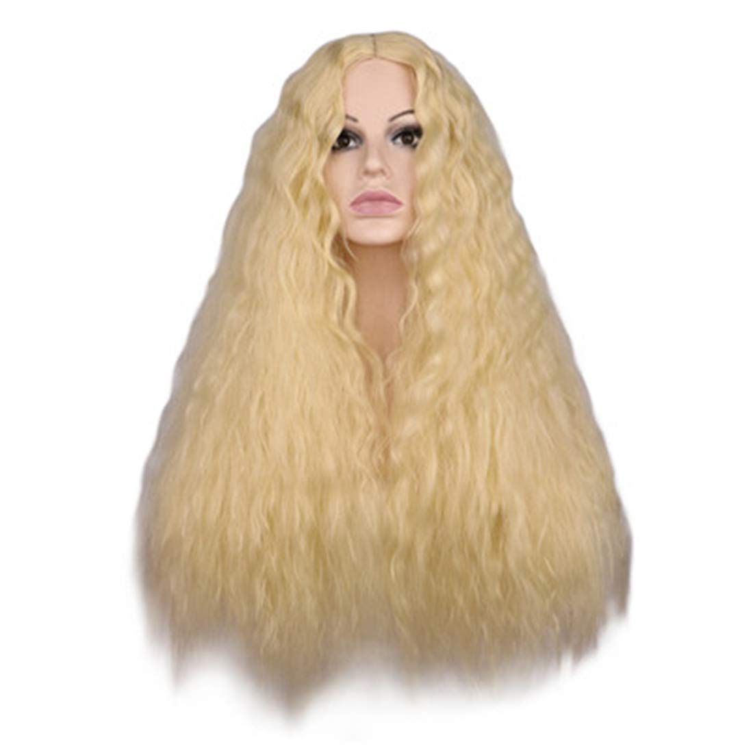 DUBKARTna Women Long Kinky Curly Wigs Black Brown Middle Part Full Heat Resistant Hair Synthetic Wig (blonde)