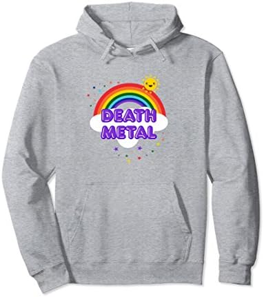 Unisex Awesome Heavy Metal Cool Pink Death Metal Rainbow Hoodie 2XL Heather Grey