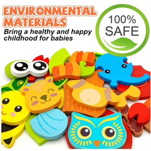 AM ANNA Wooden Puzzles for Toddlers 1-3 Year Old Girl Toy, Baby Montessori Toys 12-18 Months Birthday Gifts,Wooden Animal Puzzles Toy Life Learning Educational Preschool Toys - 6 Pack (6 Pack)