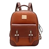 Qianle Unisex Faux Leather School Backpack Handbag Travel Bag
