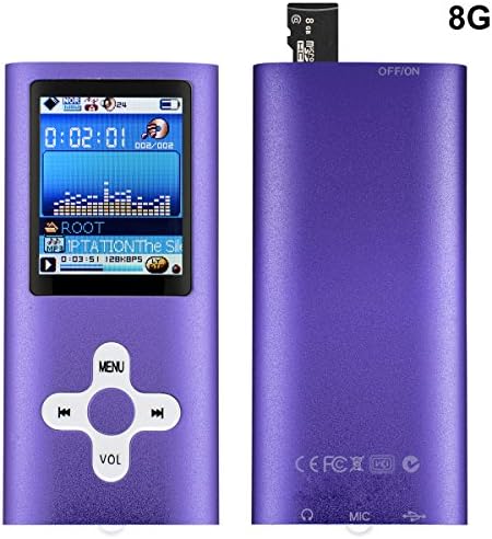 VicTal MP3 MP4 Player with Micro SD Card Slot (8GB Micro SD Card included) Supporting Voice Audio Recorder, Videos Movie Player, Music Player, E-Book Reader, Photo Viewer (Purple)