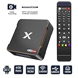 Android 8.1 TV Box, Dolamee X2 Amlogic Quad-core 4GB RAM 64GB ROM Media Player with Recording Function & SATA Jack Support 2T2R 2.4G/5G Dual Band WiFi 4Kx2K@60fps BT 4.2 USB 3.0