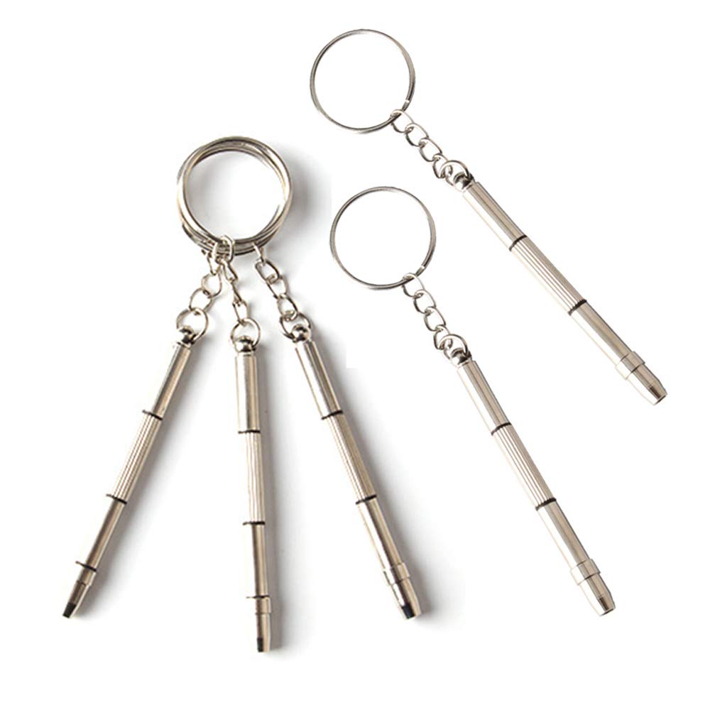 Mini 4 in 1 Screwdriver Keychain, Hotetey 5 Pack Stainless Steel Precision Screwdriver Keyring Repair Tool for Eyeglass Sunglasses Watch Phone Electronics