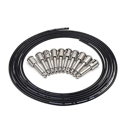 GET Music DIY Guitar Pedal Patch Cable Solder-Free Pedal Board Copper Cable Kit Set 10ft 10 Straight Audio Solderless 6.35 Mono Plugs for Effect Pedal