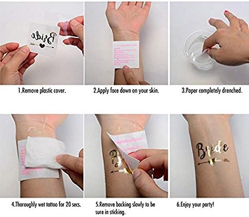 Bride & Team Bride Temporary Tattoos, Bachelorette Party Supplies for for bachelorette parties, bridal showers, Metallic Rainbow Silver (T18RS, T19RS) - Image 4