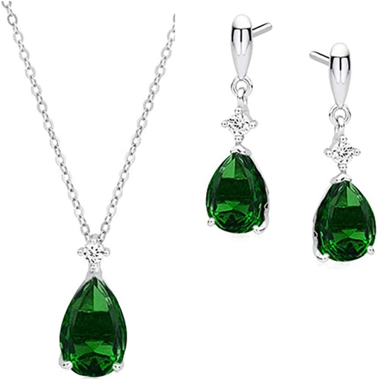Emerald Drops Beautiful Set 925 Silver Beautiful Women's Jewellery Set with Crystals from Swarovski® – Wonderful Jewellery Set with Gift Box