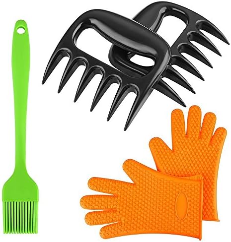 CMflower Metal Meat Claws Stainless Steel Meat Shredder Forks Wood Handle Cutting Knife Bottle Opener Barbecue Tool Set for Easily Shredding Pulling Lifting BBQ Meat Beef Brisket Chicken