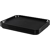 Tstorage 6 Packs Large Plastic Restaurant Serving Tray, 17.16" x 13.38" Cafeteria Fast Food Tray, Black