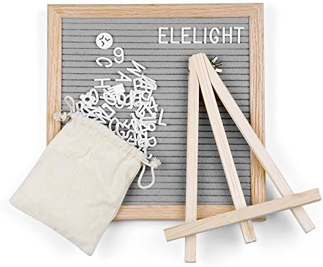 EleLight Changeable Letter Board, 10x10 Inches 340 Letter Felt Letter Board Sign Message Board for Home, Office or Work Place (Gray)