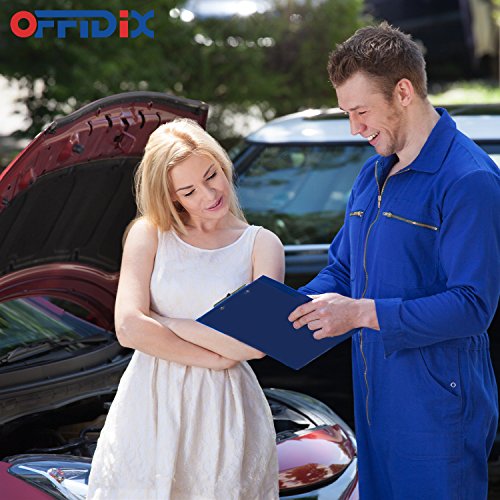 OFFIDIX PU Leather Paper Clipboard, A4 Document Holder for Writing Drawing Board Leather Clip Organizer Black Color Paper Clipboard for Field Staffs Fathers' DayGift (Blue)