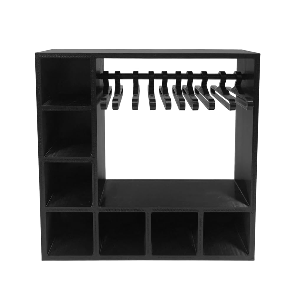 Doll Clothes Closet, 6.1×6.1×1.5Inch Multi-Grids Dolls Clothing Furniture with 10Pcs Hangers for Adults Doll Lovers