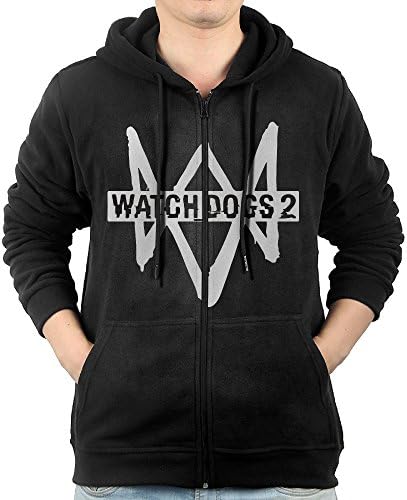 Blingerstore Casual Mens Watch Dogs 2 Video Game Full-Zip Sweatshirt Hoodie Jacket XX-Large