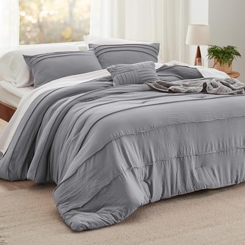 Bedsure Grey California King Comforter Set - 4