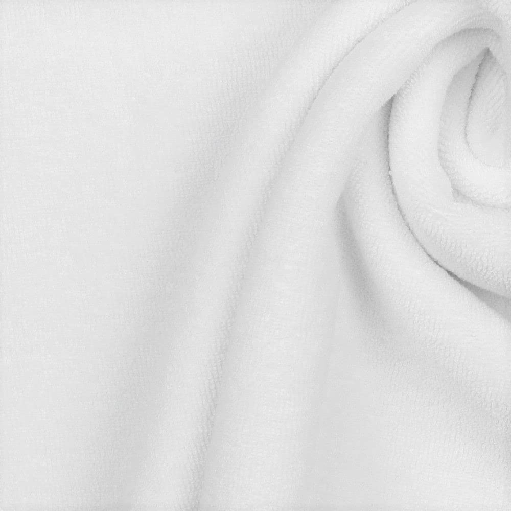Stretch Cotton Terry Towelling Fabric Material - White, 1Mtr - 150cm x 100cm