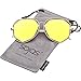 SOJOS Aviator Sunglasses Metal Frame Flat Mirrored Lens SJ1004 with Gold Frame/Olivine Mirrored Lens