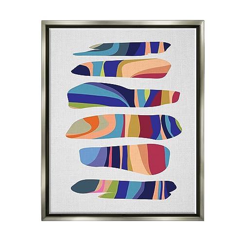 Stupell Industries Varied Contemporary Shapes Gray Framed Floater Canvas Wall A…