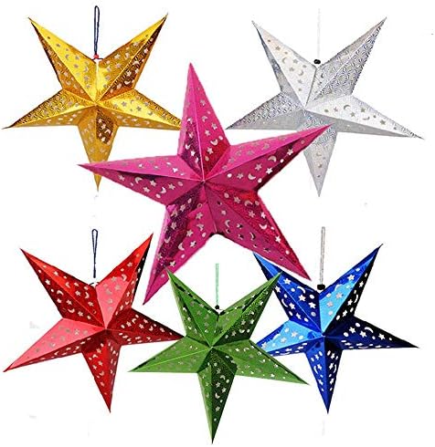 HAYA Paper Star Lantern Lampshade, 3D Handmade Paper Star Pentagram Lampshade for Christmas Wedding Party Festival Home Decorations'