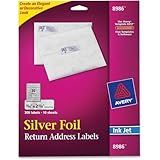 Avery Silver Foil Mailing Label - 0.75quot; Width x 2.25quot; Length - 300 / Pack - Rectangle - 30/Sheet - Inkjet - Silver