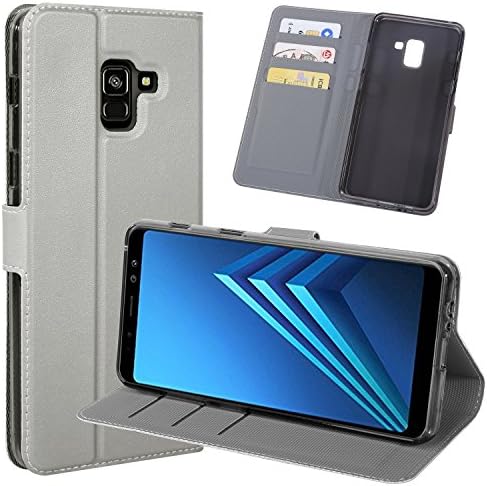 Samsung Galaxy A8 Plus 2018 Case,Thin Fit PU Leather Flip Case Protective Foldable Book Style Cover With Stand Feature for Samsung Galaxy A8 Plus 2018-Gray