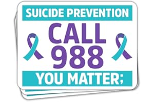 MAIANEY (3 Pcs) 988 Suicide Prevention Stickers Suicide Prevention Awareness Stickers 988 Suicide and Crisis Lifeline Sticker Suicide Prevention Gifts Decorations Laptop Bottle Car Window 3"x4"