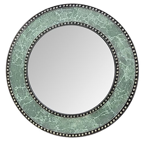 Green Mosaic Decorative Wall Mirror, Crackle Glass Design