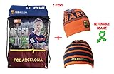 Fc Barcelona Gym Sack Drawstring Cinch Bag backpack + Beanie Authentic Official Messi 10