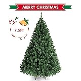 amzdeal 7.5FT Christmas Tree Xmas Tree Spruce Artificial Christmas Tree Fake Tree with Stable Stand Base Easy to Assembly, Green