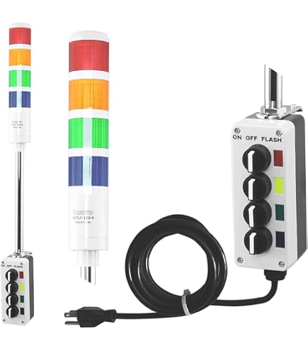 Signaworks LED 3 Light Steady & Flashing Andon Tower Light Kit - Parts Only, Ass