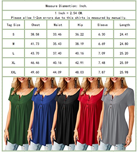 Womens Shirts and Blouses Short Sleeve Tunic Tops Button Down Tunics Plus Size XL - Thumbnail 3