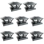 iGlow 8 Pack Black Outdoor Garden 6 x 6 Solar SMD LED Post Deck Cap Square Fence Light Landscape Lamp PVC Vinyl Wood