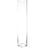 4E's Novelty 16 Inch Tall Cylinder Glass Vase, 3.5" Wide - Clear Glass Vase for Centerpiece, Floor Vase, Flowers, Candle Holder, Wedding Table Decor