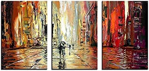 YPY Abstract Knife Style Canvas Print Wall Art 3 Piece Modern Landscape Picture Artwork for Home Decoration (C303, L)
