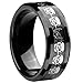 8mm Infinity Black Tungsten Wedding Ring Silver Skull Inlay Statement Engagement Jewellery Size 9