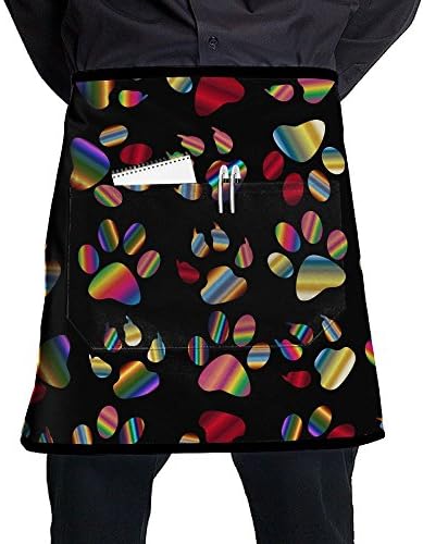 Aprons, Pampered Chef Hairstylist Aprons With Pocket, Sexy Aprons For Girls, Kitchen Accessories, Colorful Paw Prints