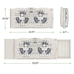 HOLMES Dual Blade Manual Window Fan, White, One Size