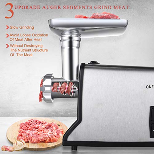 image for Electric Meat Grinder, ONEISALL Upgrade Stainless Steel Meat Mincer & 